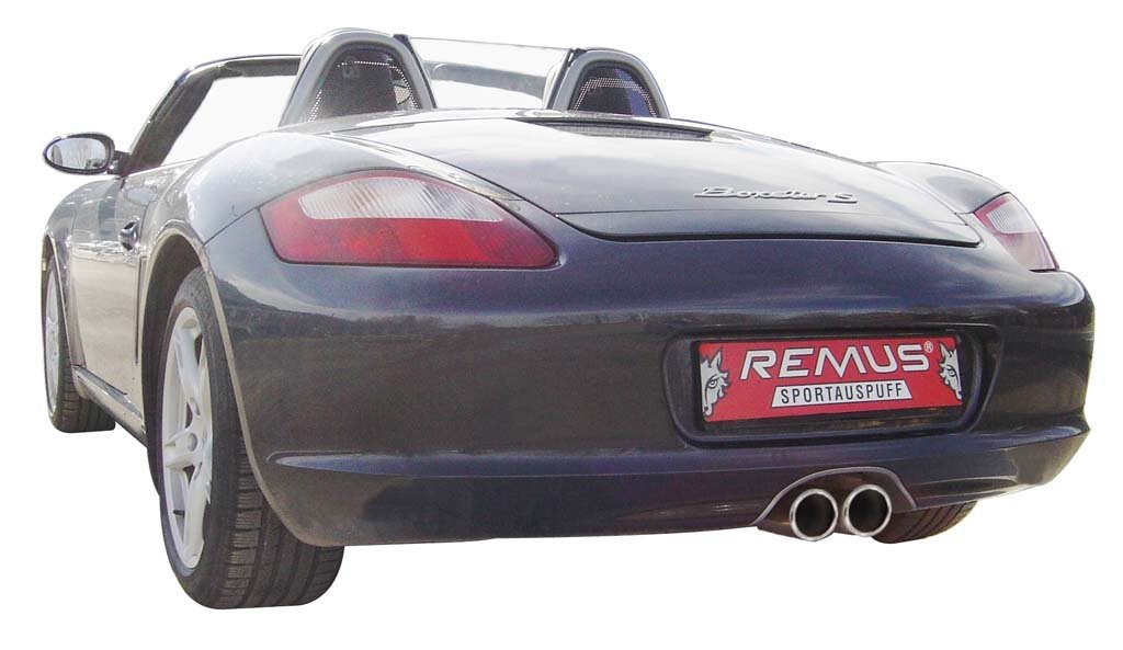 Rear Silencer Left/Right with 2 tail pipes 90 mm straight Porsche : Cayman 987 2.7