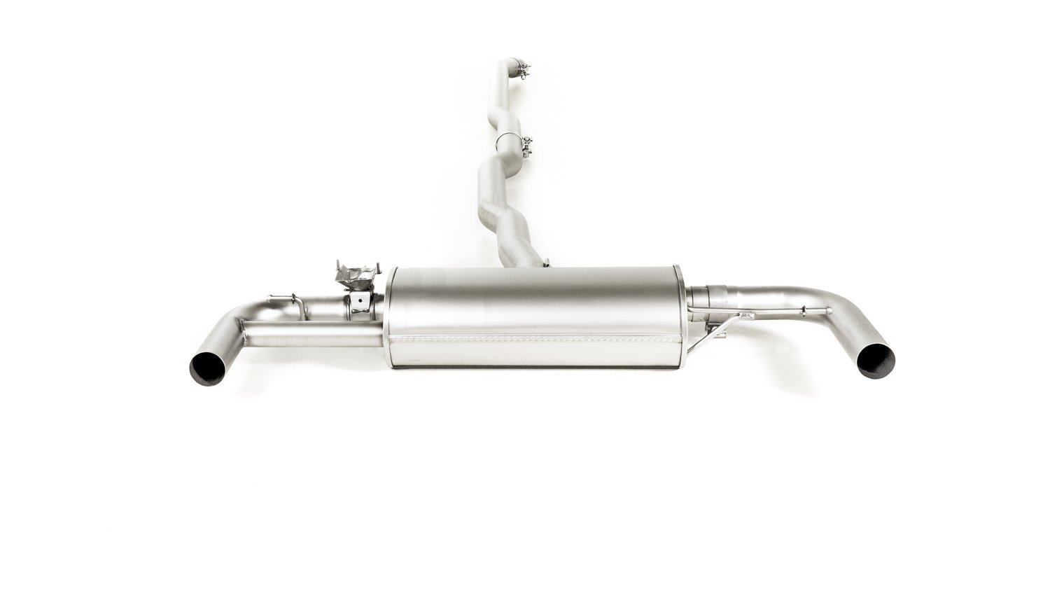 Non-Resonated Cat back System Left/Right with Integrated valves including a Remus Sound Controller Module with 2 tail pipes 98 mm Black Chrome Mini : F54 Clubman Cooper S 2.0 Turbo