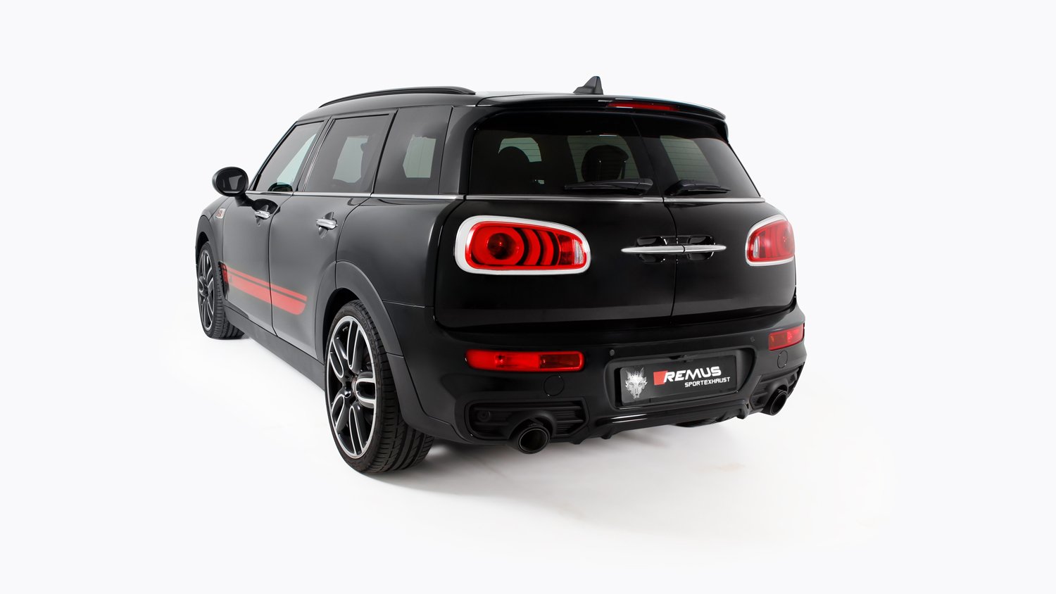 Non-Resonated Cat back System Left/Right with Integrated valves using the OE valve control system with 2 tail pipes 98 mm Black Chrome Mini : F60 Countryman John Cooper Works 2.0 Turbo