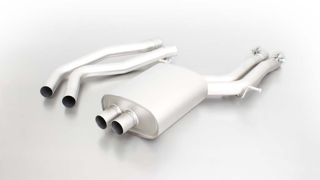 Resonated Cat back System Left/Right with 2 tail pipes 84 mm angled Audi : A4 B8 Saloon S5 3.0 TFSI