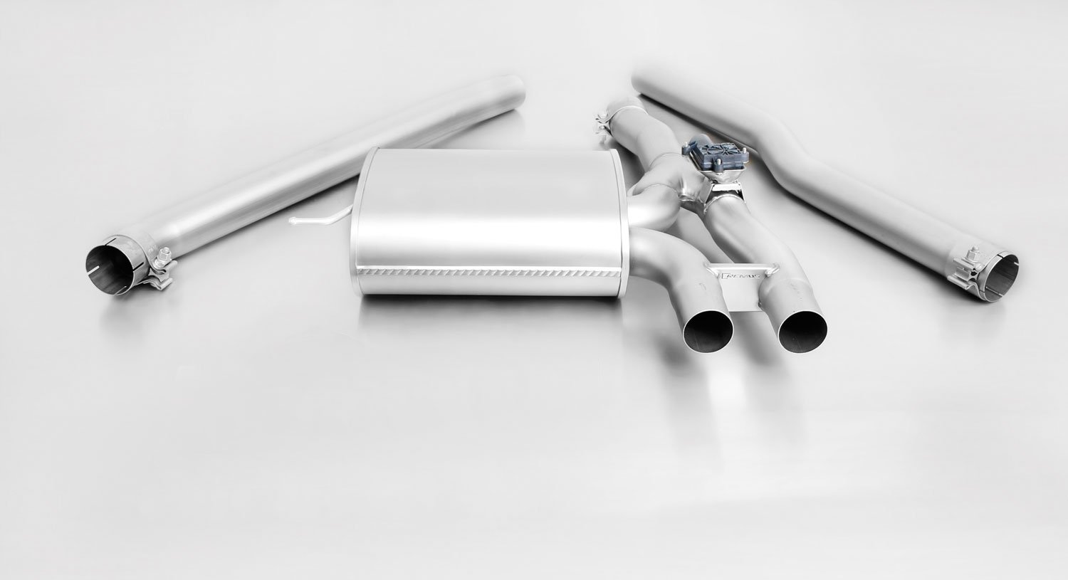 Non-Resonated Cat back System Left/Right with Integrated valves including a Remus Sound Controller Module with 2 tail pipes 98 mm Black Chrome Mini : F56 3 Door Hatch Cooper S 2.0 Turbo