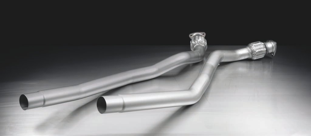 Non-Resonated Downpipe back System Left/Right with 2 tail pipes 84 mm angled Audi : A4 B8 Avant S4 3.0 TFSI