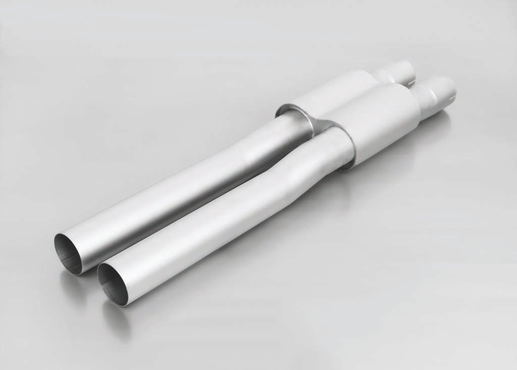 Resonated Cat back System Left/Right with Integrated valves including a Remus Sound Controller Module with 2 Stainless Steel tail pipes 102 mm angled Ford : Mustang 6th Gen 5.0 V8
