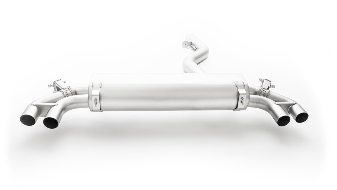 Rear Silencer Left/Right with Integrated valves using the OE valve control system with 4 tail pipes 84 mm Black Chrome BMW : 3 Series G20/G21 320i