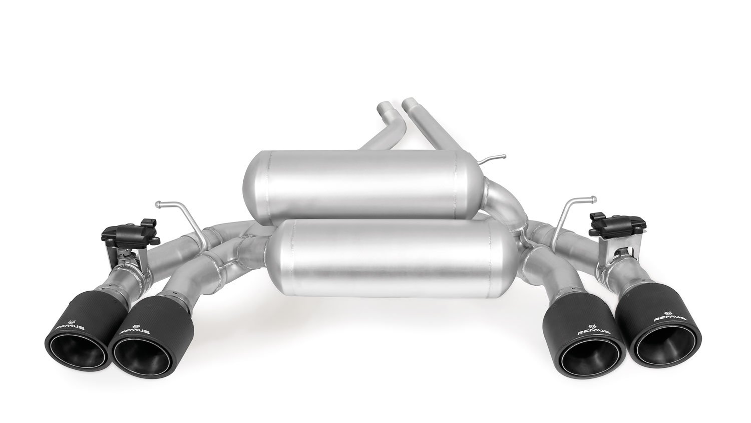 Racing Rear Silencer Left/Right with Integrated valves using the OE valve control system with 4 tail pipes 98 mm Black Chrome BMW : 2 Series F87 M2 Competition