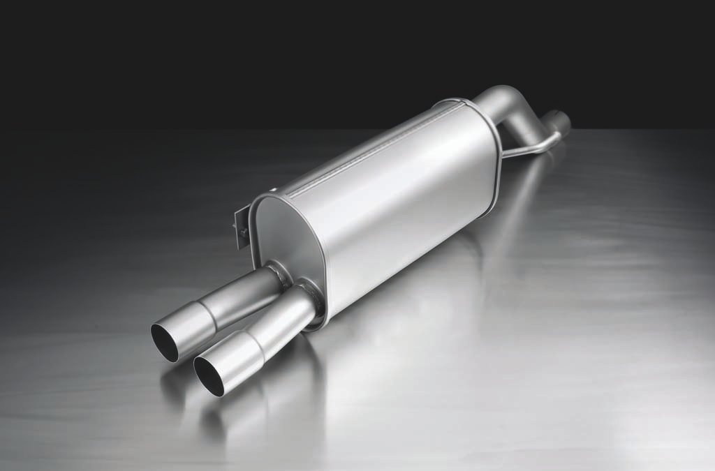 Rear Silencer Left with 2 tail pipes 90 mm straight