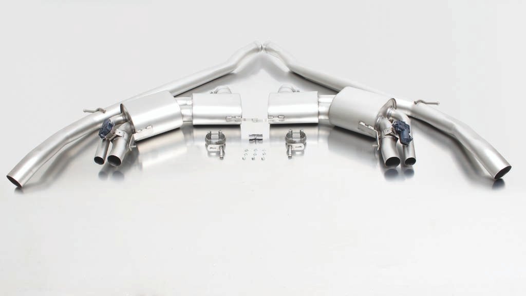 Resonated Cat back System Left/Right with Integrated valves using the OE valve control system with Uses OE Tailpipes Mercedes Benz : S Class C217 Coupe S63 AMG