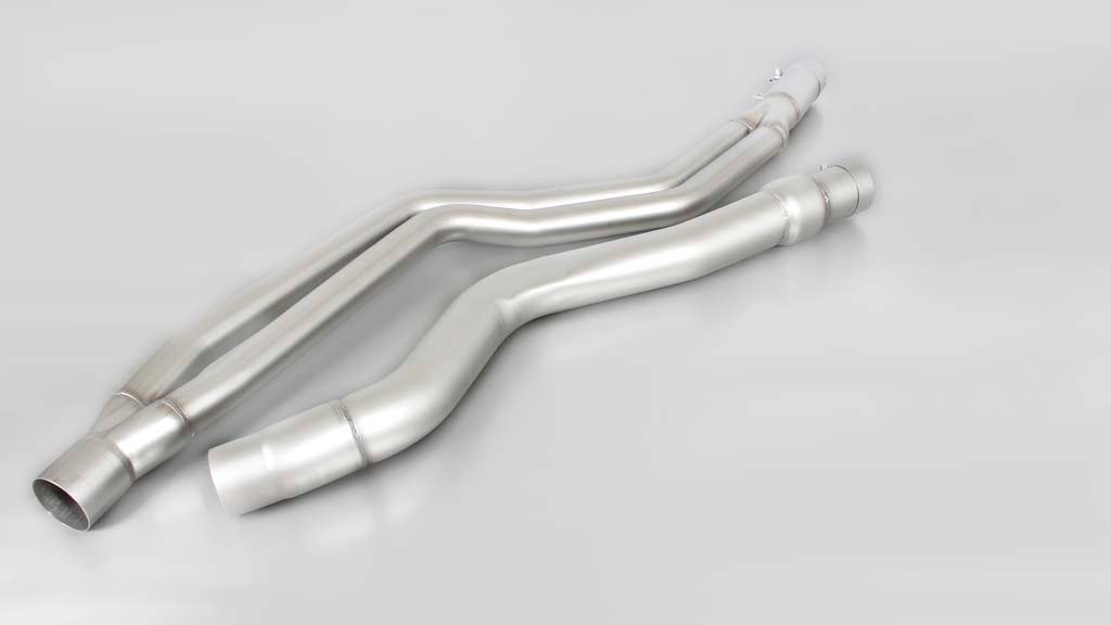 Resonated Cat back System Left/Right with Integrated valves using the OE valve control system with 2 Carbon tail pipes 84 mm angled, Titanium internals BMW : 3 Series F30/F31 LCI 340i
