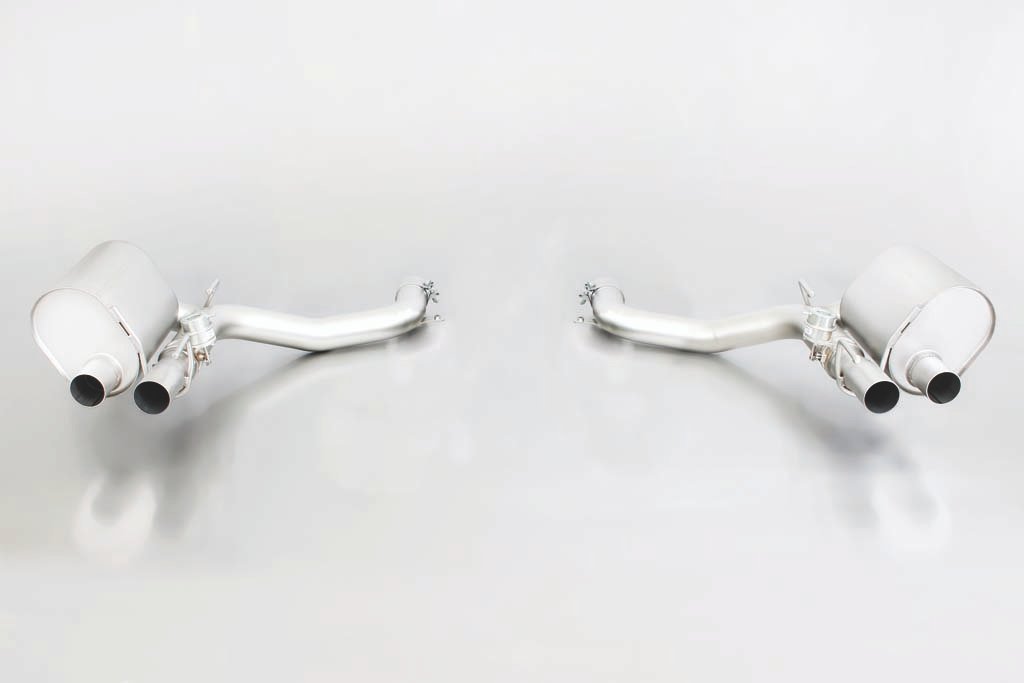 Rear Silencer Left/Right with Integrated Vacuum controlled valves using the OE valve control system with 4 tail pipes 102 mm angled Maserati : Ghibli Type 157M 3.0