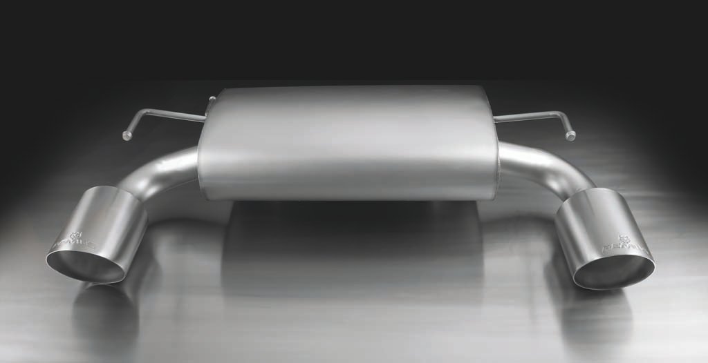 Rear Silencer Left/Right with 2 tail pipes 127 mm angled, matt polished Nissan : 370Z Z34 3.7