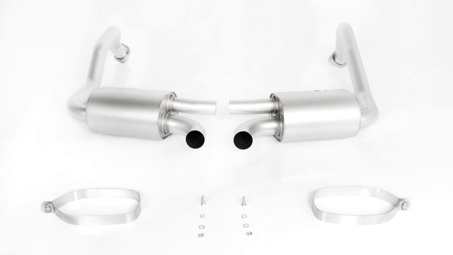 Rear Silencer Left/Right with 2 Stainless Steel tail pipes 102 mm angled Porsche : Boxster 718 2.5 Turbo S