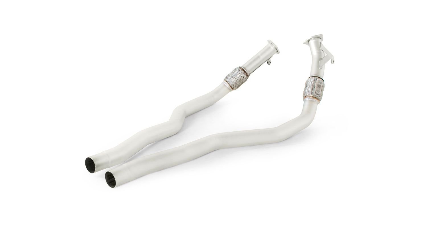 Non-Resonated Downpipe back System Left/Right with vacuum operated valves controlled by OEM system with 2 Carbon oval tail pipes 175x108 mm Titanium internals Audi : A4 B9 Avant RS4 2.9 V6 Biturbo