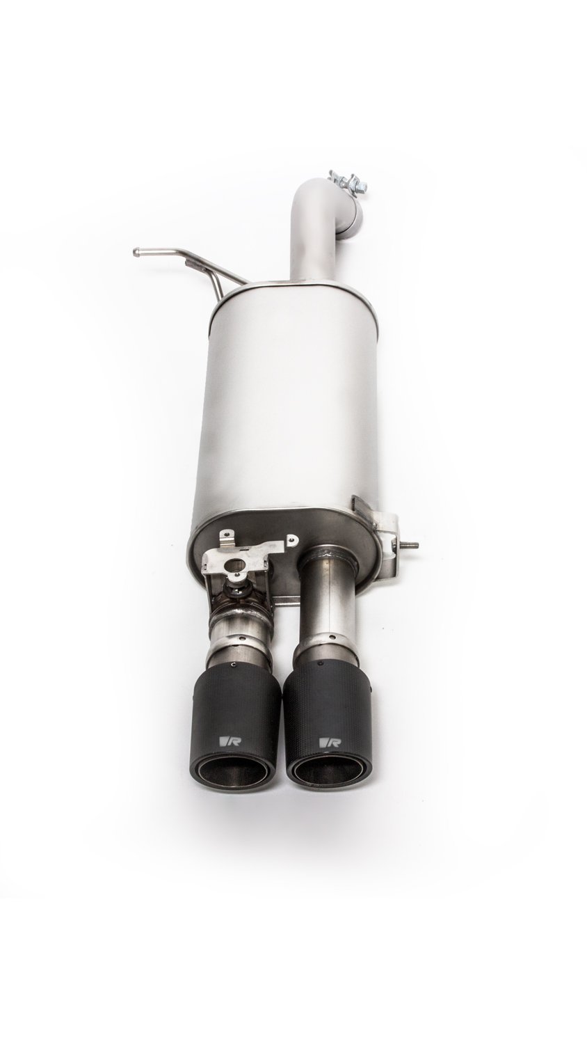 Rear Silencer Right with integrated valve operated by the OE electronics with 2 tail pipes 84 mm Black Chrome Ford : Fiesta Mk8 1.5 ST