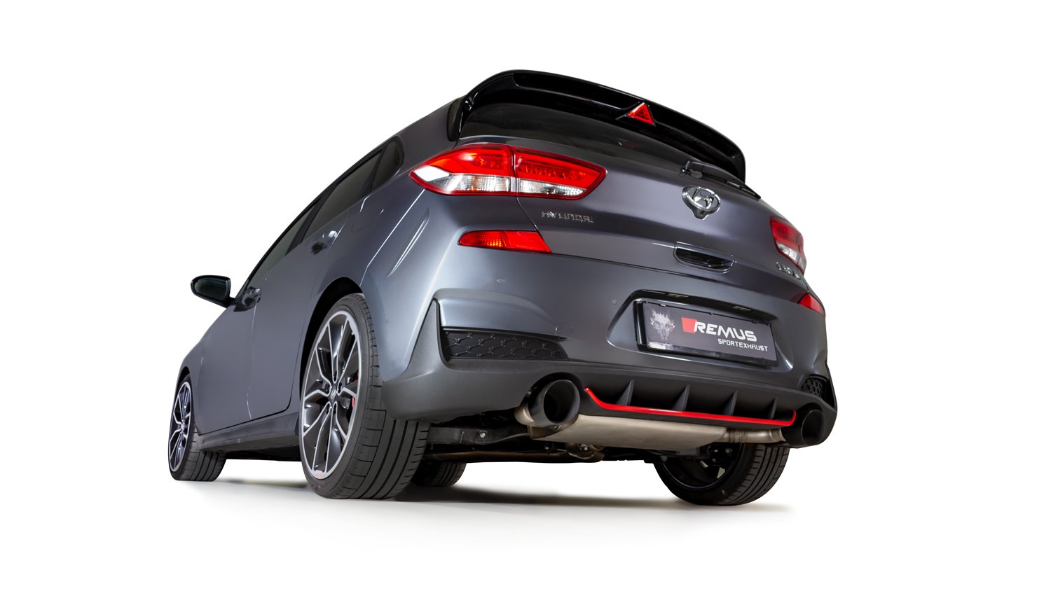 GPF back System Left/Right with Integrated valves using the OE valve control system with 2 Carbon tail pipes 102 mm angled, Titanium internals Hyundai : i30 PDE 2.0 N