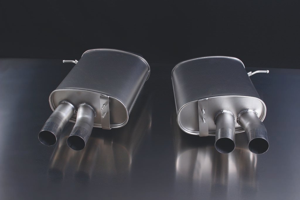Rear Silencer Left/Right with 4 Carbon tail pipes 84 mm angled, Titanium internals BMW : 3 Series E90/E92/E93 335i