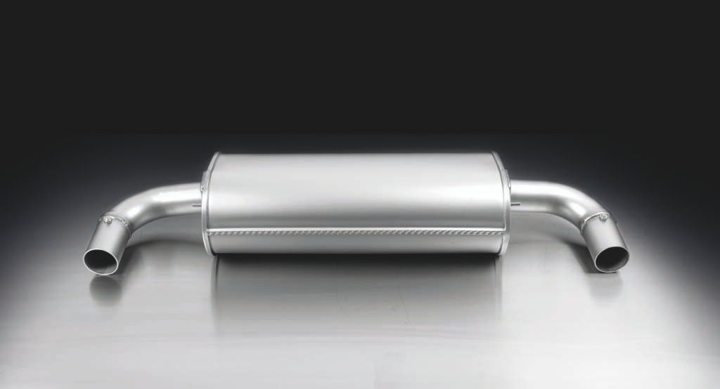 Rear Silencer Left/Right with 2 tail pipes 142x72 mm, formed rolled edge, chromed Mazda : MX5 NC 1.8