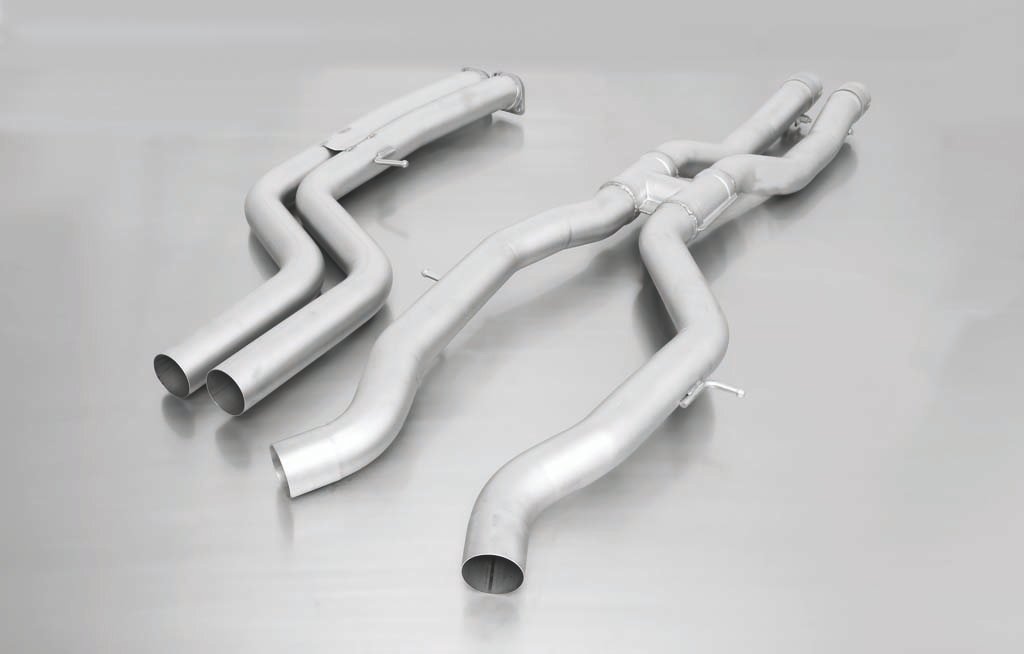 Non-Resonated Cat back System Left/Right with Integrated valves using the OE valve control system with 4 tail pipes 98 mm straight BMW : 3 Series F80 M3